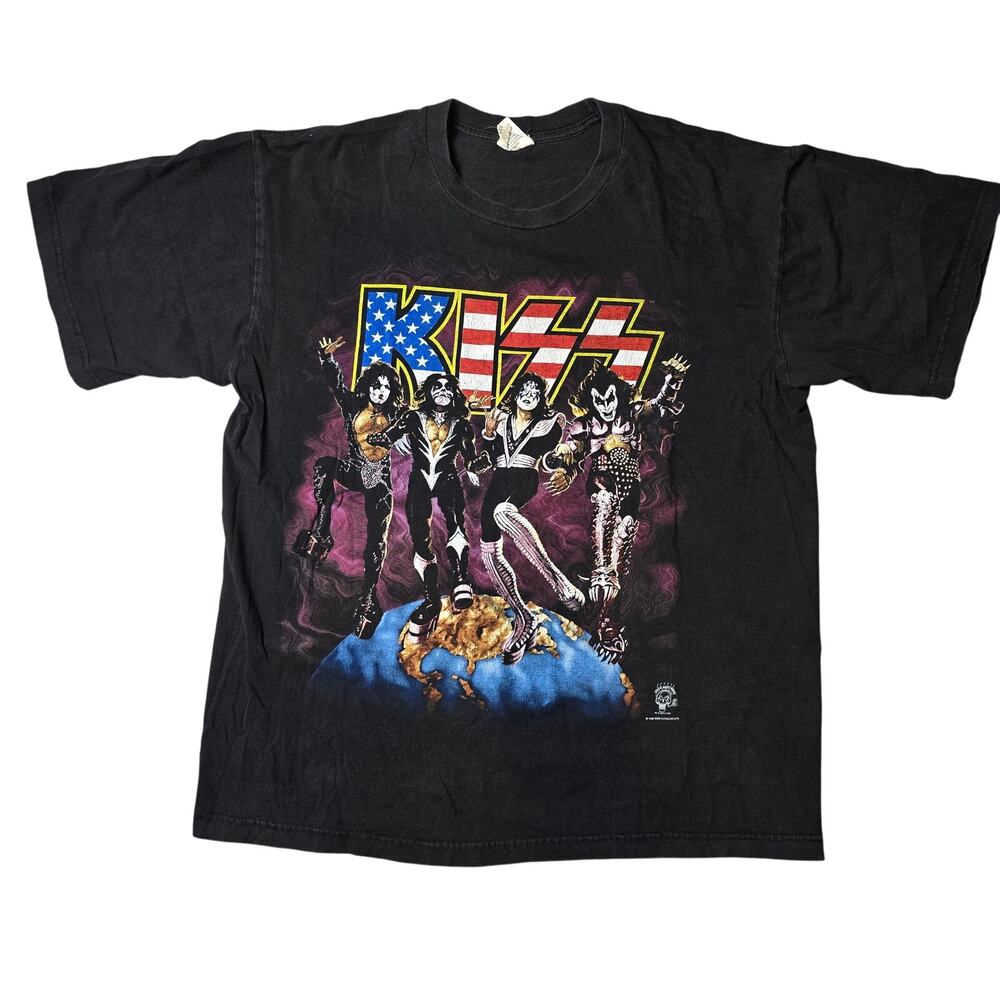 Vintage 1996 KISS World Tour Concert Shirt Authentic sz XL Black